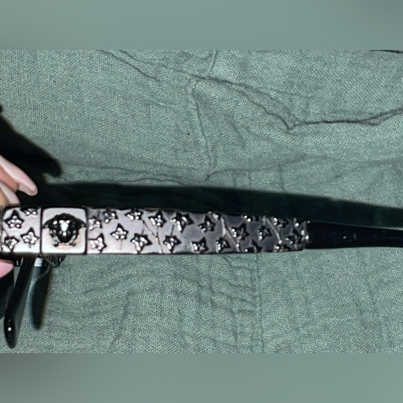 VERSACE Black Vintage 90s Medusa Logo Sunglasses MOD X03 EUC w/case Y2K matrix - Picture 8 of 11